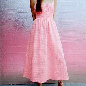 zara GINGHAM MIDI DRESS NWT. size small
